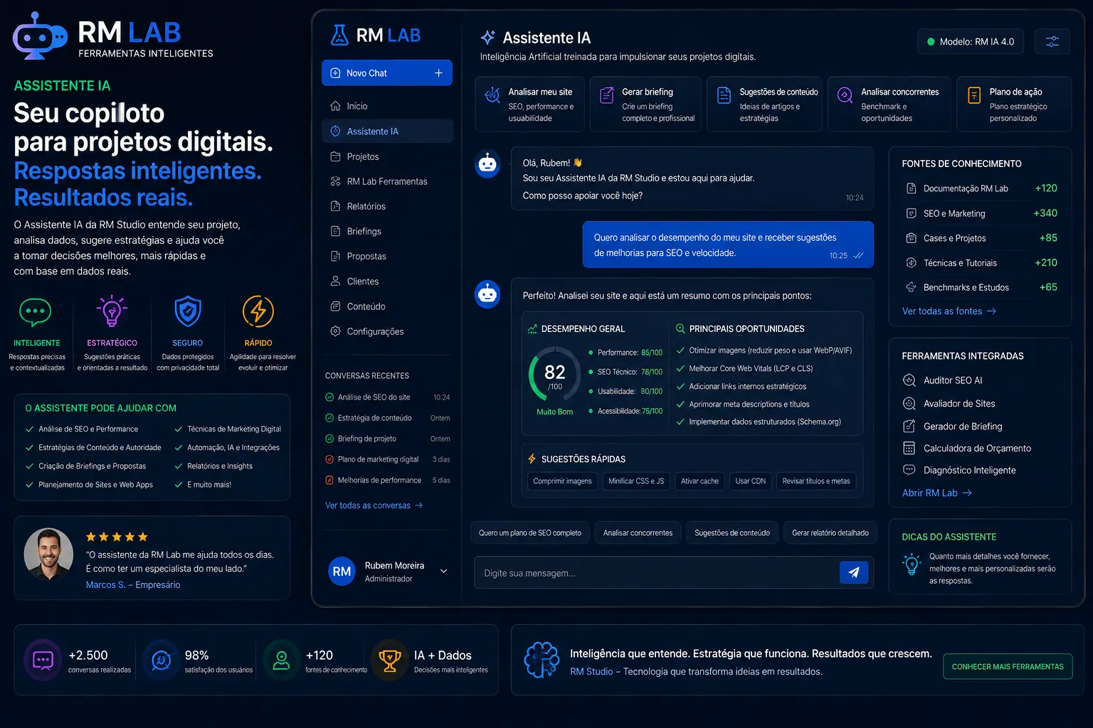 Assistente de inteligência artificial contextual para projetos digitais, SEO, conteúdo e automação.